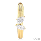 3/8 ctw Marquise and Pear Cut Diamond Ribbed Hoop Fashion Earrings in 14K Yellow Gold